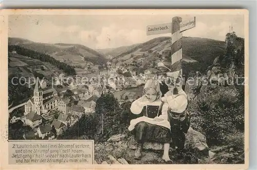 AK / Ansichtskarte Lauterbach Schwarzwald Wegweiser Kinder Panorama Kat. Lauterbach