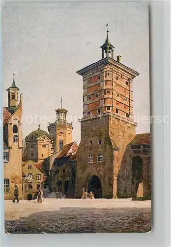 AK / Ansichtskarte Augsburg Rotes Tor Wassertuerme Kuenstlerkarte Marschall Kat. Augsburg