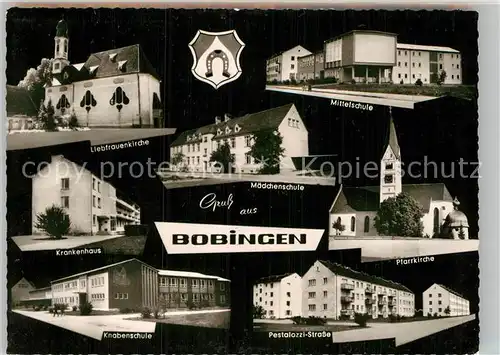 AK / Ansichtskarte Bobingen Pfarrkirche Knabenschule Krankenhaus Mittelschule Kat. Bobingen