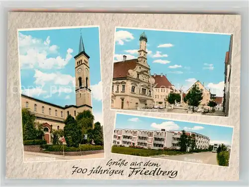 AK / Ansichtskarte Friedberg Bayern Marienplatz Bierstrasse Pfarrkirche Kat. Friedberg