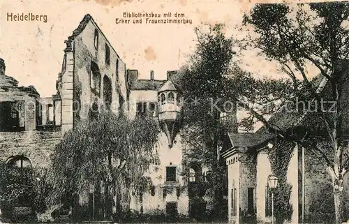 AK / Ansichtskarte Heidelberg Neckar Bibliotheksbau mit dem Erker und Frauenzimmerabau Kat. Heidelberg