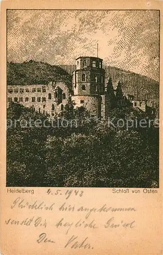 AK / Ansichtskarte Heidelberg Neckar Schloss Zeichnung Kat. Heidelberg