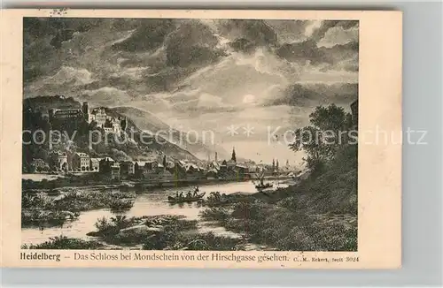AK / Ansichtskarte Heidelberg Neckar Schloss im Mondschein von der Hirschgasse Kat. Heidelberg