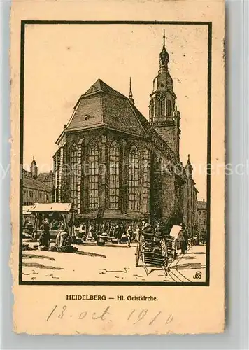 AK / Ansichtskarte Heidelberg Neckar Hl Geist Kirche Zeichnung Kat. Heidelberg