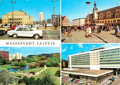 AK / Ansichtskarte Leipzig Opernhaus Karl Marx Platz Rathaus Alte Waage Schwanenteich Interhotel Stadt Leipzig Messestadt Kat. Leipzig