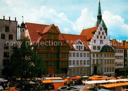 AK / Ansichtskarte Hildesheim Marktplatz Wedekindhaus Luentzelhaus Rolandstift Stadtsparkasse Historische Gebaeude Kat. Hildesheim