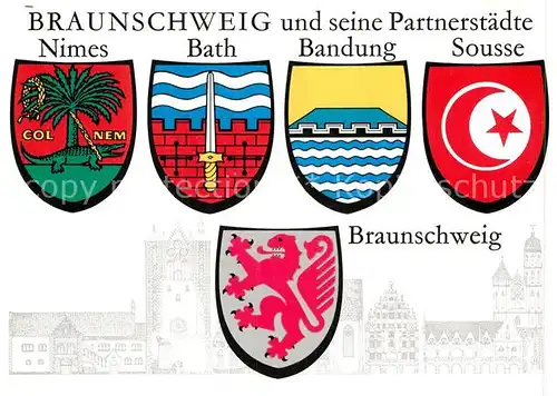 AK / Ansichtskarte Braunschweig und seine Partnerstaedte Stadtwappen Kat. Braunschweig