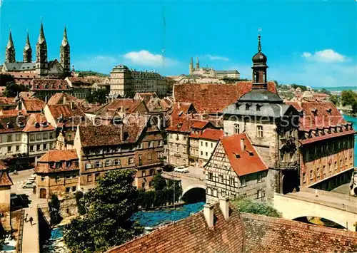 AK / Ansichtskarte Bamberg Rathaus mit Dom Altstadt Kat. Bamberg