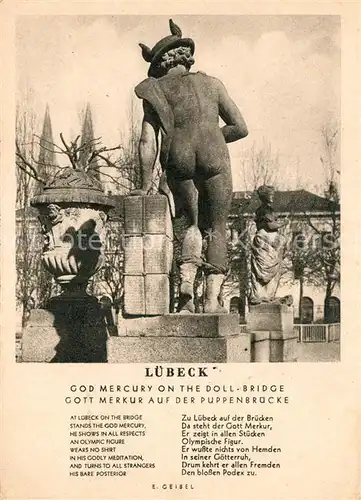 AK / Ansichtskarte Luebeck Gott Merkur auf der Puppenbruecke Gedicht E. Geibel  Kat. Luebeck