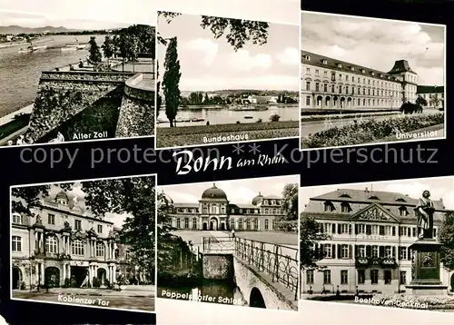 AK / Ansichtskarte Bonn Rhein Universitaet Bundeshaus Alter Zoll  Beethoven Denkmal  Kat. Bonn