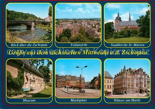 AK / Ansichtskarte Mittweida Zschopau Museum Marktplatz Stadtkirche St. Marien  Kat. Mittweida