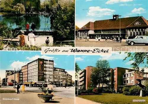 AK / Ansichtskarte Wanne Eickel Hauptbahnhof Altersheim Glueckauf Haus  Kat. Herne