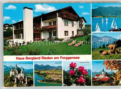 AK / Ansichtskarte Rieden Forggensee Haus Bergland Schloss Neuschwanstein Aggenstein Kat. Rieden am Forggensee