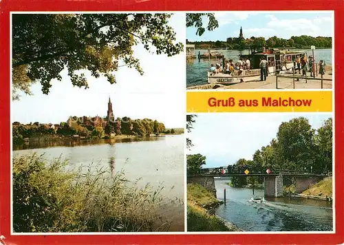 AK / Ansichtskarte Malchow Blick zum OT Kloster Fahrgastschiff Malchower See Lenzer Kanal Kat. Malchow Mecklenburg