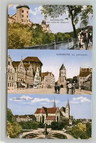 AK / Ansichtskarte Augsburg Am Unteren Graben Jakobertor Dom  Kat. Augsburg