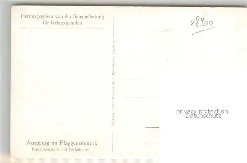 AK / Ansichtskarte Augsburg Karolinenstrasse Perlachturm im Flaggesnschmuck Kat. Augsburg