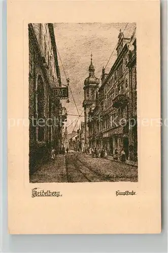 AK / Ansichtskarte Heidelberg Neckar Hauptstrasse Federzeichnung Kat. Heidelberg