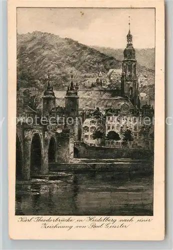 AK / Ansichtskarte Heidelberg Neckar Karl Theodorbruecke Zeichnung Kat. Heidelberg