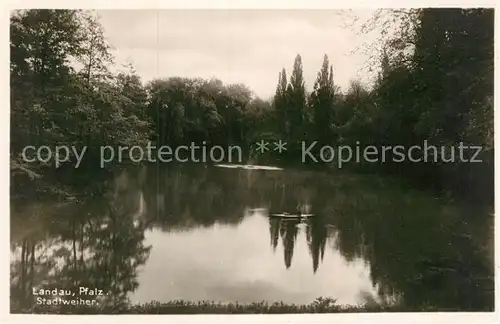 AK / Ansichtskarte Landau Pfalz Stadtweiher Kat. Landau in der Pfalz