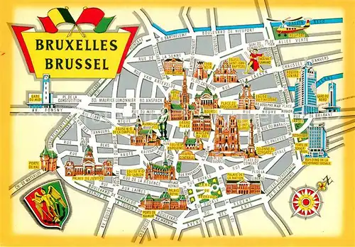 AK / Ansichtskarte Bruxelles Bruessel Lageplan Kat. 