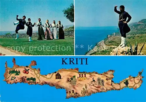 AK / Ansichtskarte Kriti Volkstanz Lageplan Kat. Insel Kreta
