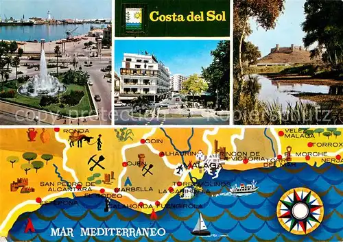 AK / Ansichtskarte Costa del Sol Fliegeraufnahme Hafen Lageplan Kat. Spanien