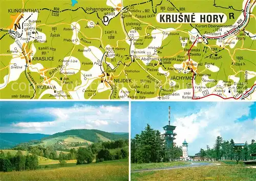 AK / Ansichtskarte Krusne Hory Landkarte Sendeturm Kat. Tschechische Republik