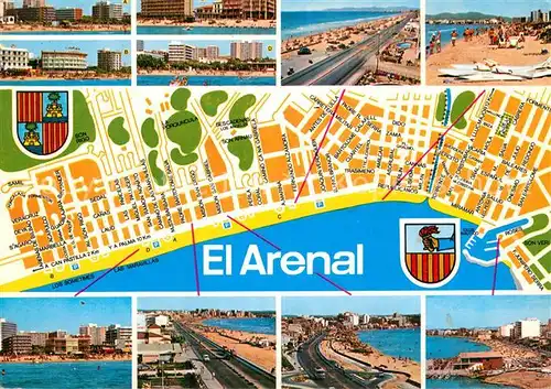 AK / Ansichtskarte El Arenal Mallorca Lageplan Fliegeraufnahme Strand  Kat. S Arenal