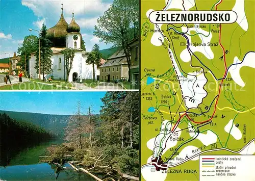 AK / Ansichtskarte Zeleznorudsko Lageplan Kirchenpartie Waldsee Kat. Tschechische Republik