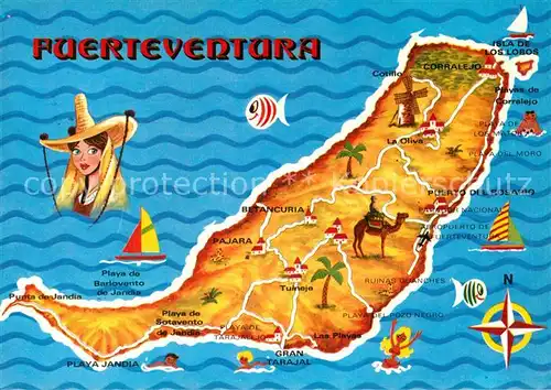 AK / Ansichtskarte Fuerteventura Kanarische Inseln Lageplan Kat. 