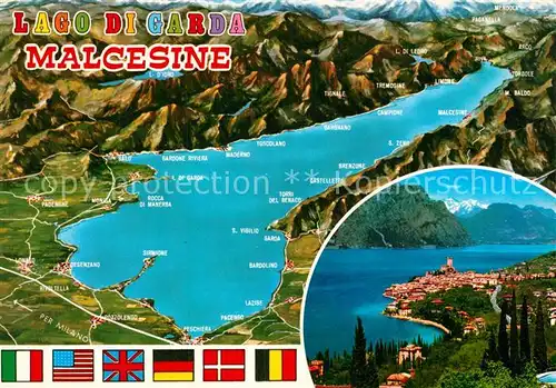 AK / Ansichtskarte Malcesine Lago di Garda Panoramakarte Lago di Garda Kat. Malcesine