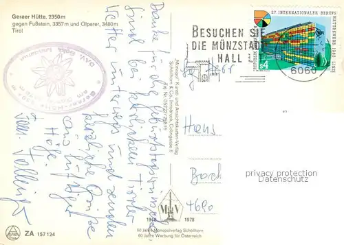 AK / Ansichtskarte Geraerhuette gegen Fussstein und Olperer Kat. Neustift im Stubaital