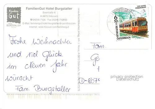 AK / Ansichtskarte Doebriach Millstaettersee Familien Gut Hotel Burgstaller 