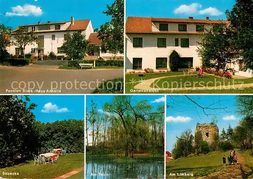 AK / Ansichtskarte Bad Holzhausen Luebbecke Pension Stork Haus Annelie Gartenansicht Sitzecke Am Teich Limberg Kat. Preussisch Oldendorf