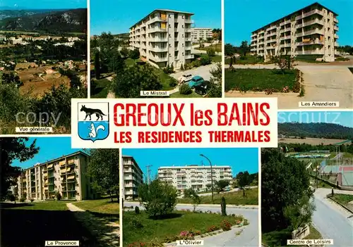 AK / Ansichtskarte Greoux les Bains Vue generale Le Mistral Les Amandiers le Provence Olivier Centre de Loisirs Kat. Greoux les Bains