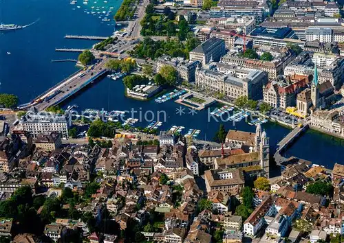 AK / Ansichtskarte Zuerich ZH City mit Altstadt und See Fliegeraufnahme