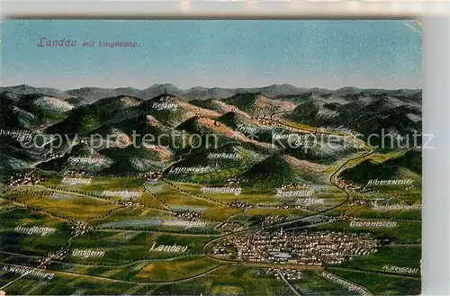 AK / Ansichtskarte Landau Pfalz Panoramakarte Kat. Landau in der Pfalz