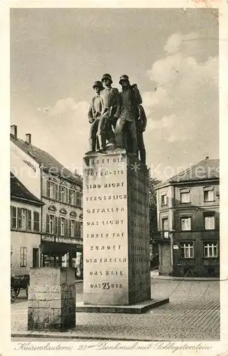 AK / Ansichtskarte Kaiserslautern 23er Denkmal Schlagenterstein Kat. Kaiserslautern