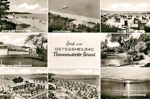 AK / Ansichtskarte Timmendorfer Strand Fliegeraufnahme Promenade Kur Schwimmhalle Kurpark Kat. Timmendorfer Strand