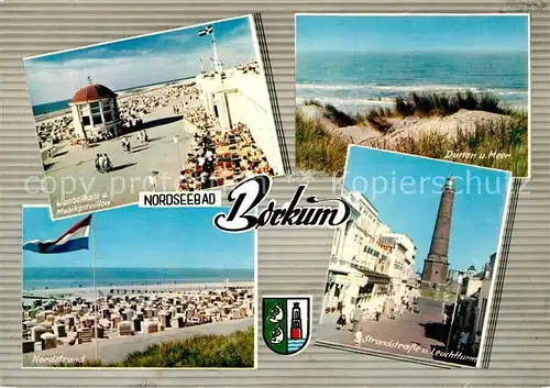 AK / Ansichtskarte Borkum Nordseebad Strandstrasse Leuchtturm Wandelhalle Musikpavillon Nordstrand D?nen Meer Kat. Borkum