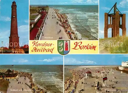 AK / Ansichtskarte Borkum Nordseebad Leuchtturm Westbad S?dstrand Promenade Grosses Kap Kat. Borkum