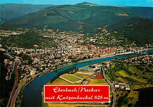 AK / Ansichtskarte Eberbach Neckar Fliegeraufnahme mit Katzenbuckel Neckartal Kat. Eberbach