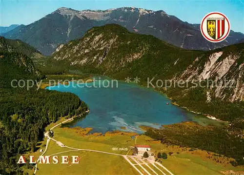 AK / Ansichtskarte Almsee Fliegeraufnahme bei Gruenau Seehaus Kat. Gruenau im Almtal Salzkammergut