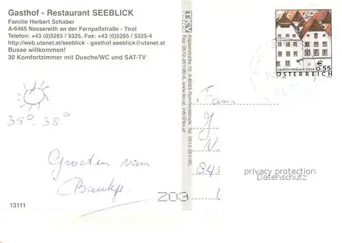 AK / Ansichtskarte Nassereith Gasthof Restaurant Seeblick Kat. Nassereith