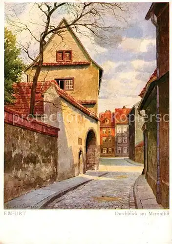 AK / Ansichtskarte Erfurt Durchblick am Martinstift Aquarell Gustav Luettgens Kuenstlerkarte Serie Das malerische Erfurt Kat. Erfurt