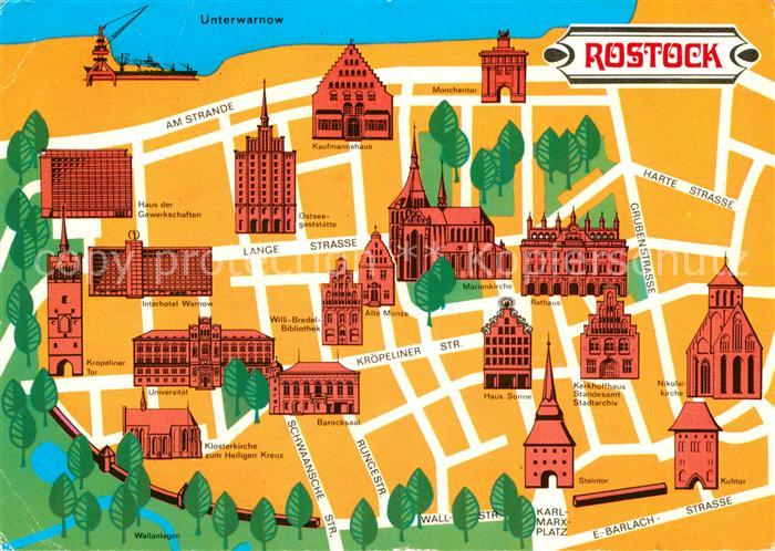 AK / Ansichtskarte Rostock_Mecklenburg Vorpommern Stadtplan