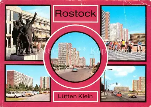 AK / Ansichtskarte Luetten Klein Plastik "Die Partei" Warnow Allee Turkuer Strasse Helsinkier Strasse Kat. Rostock
