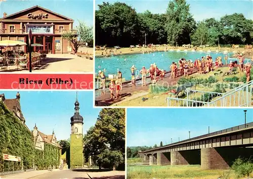 AK / Ansichtskarte Riesa Sachsen Filmtheater Capitol Bad Rathaus Neue Elbbruecke Kat. Riesa