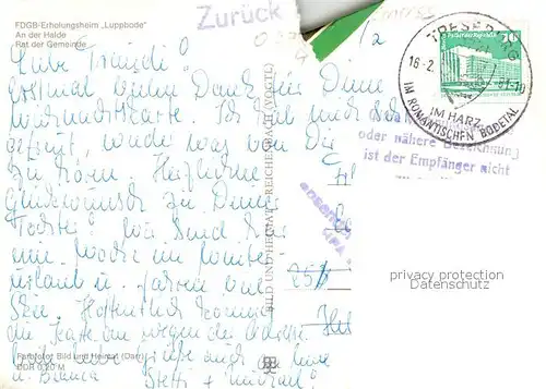 AK / Ansichtskarte Treseburg Harz FDGB Erholungsheim Luppbode Halde Rat der Gemeinde Kat. Treseburg