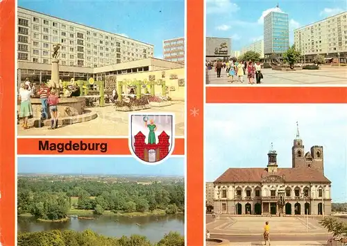 AK / Ansichtskarte Magdeburg Eulenspiegelbrunnen Karl Marx Strasse Kulturpark Rotehorn Rathaus Kat. Magdeburg
